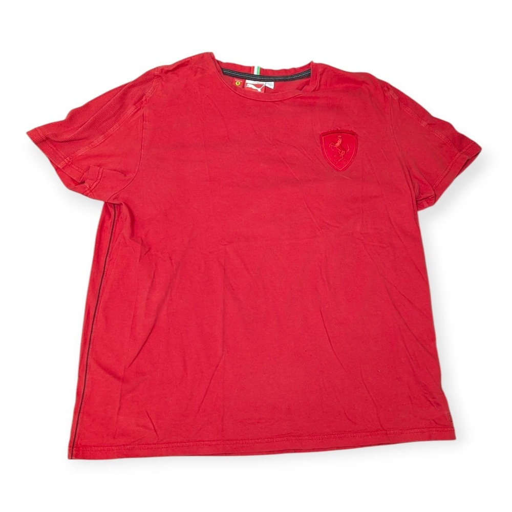 Puma Ferrari Embroidered Logo Red Patch T-Shirt Men's XL‎ 100% Cotton